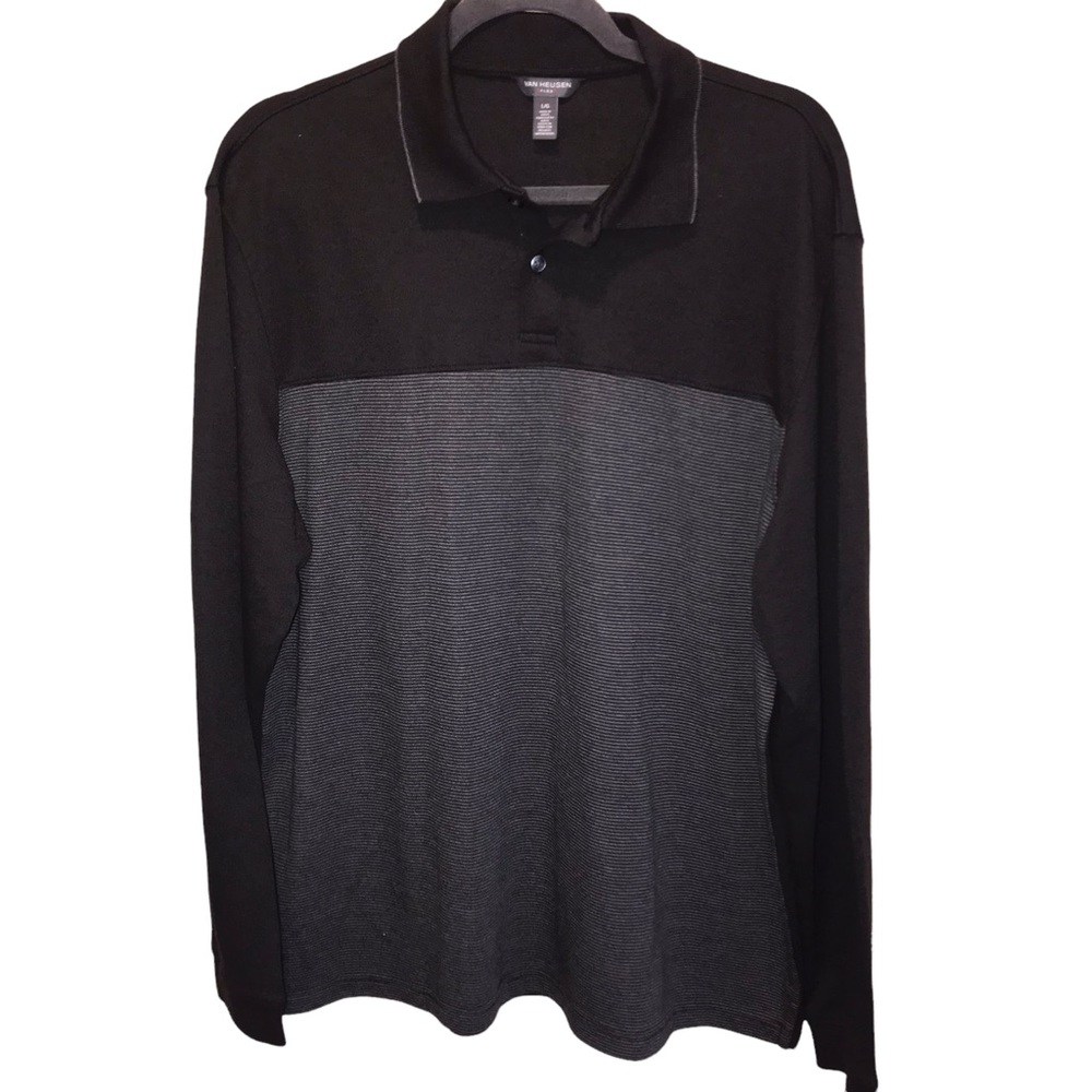 Van Heusen Mens Shirt Flex Long Sleeve Collared Polo Shirt Size L